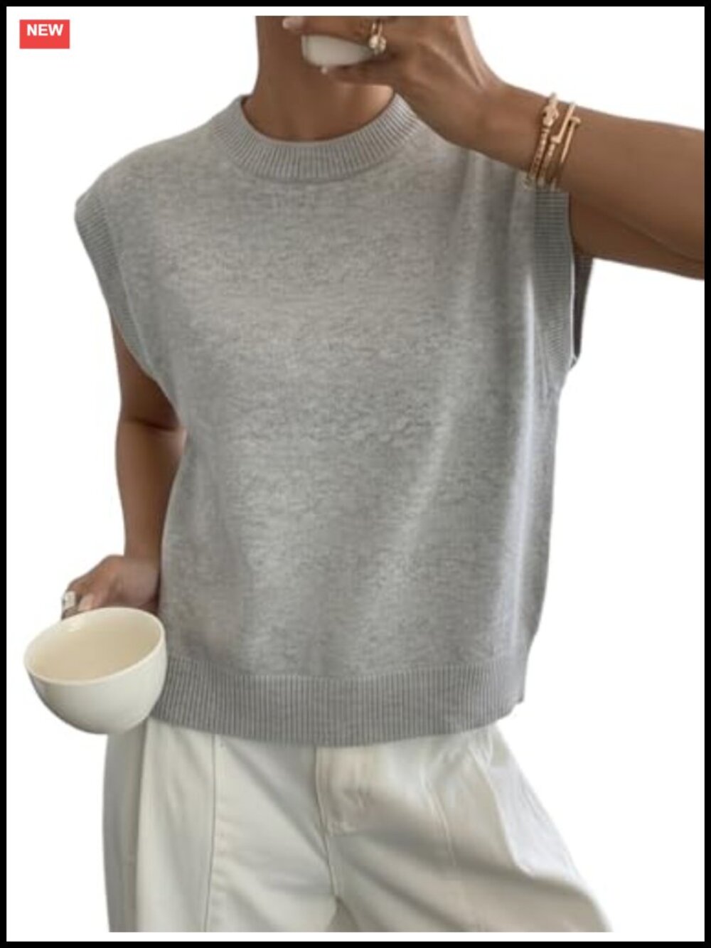 Womens Loose Cap Sleeve Pullover Sweater Mock Neck Knitted Tops